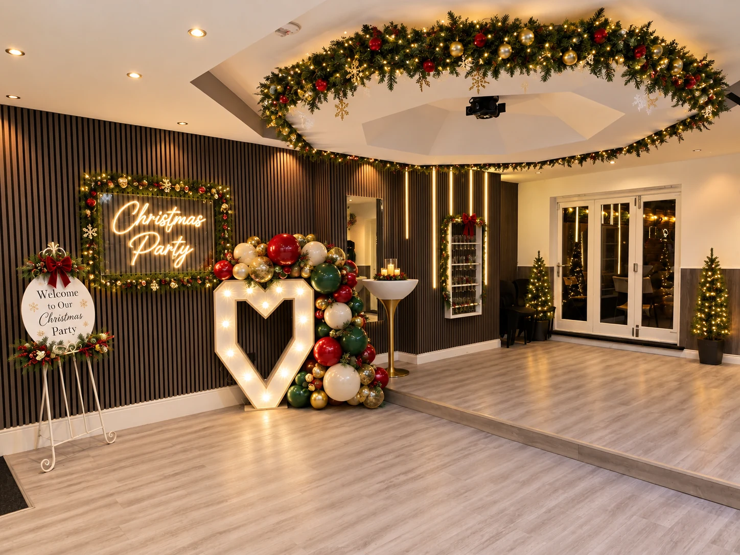Christmas Party Package 🎄 celebration package styled at the Notesable Events party venue in Bebington, Wirral
