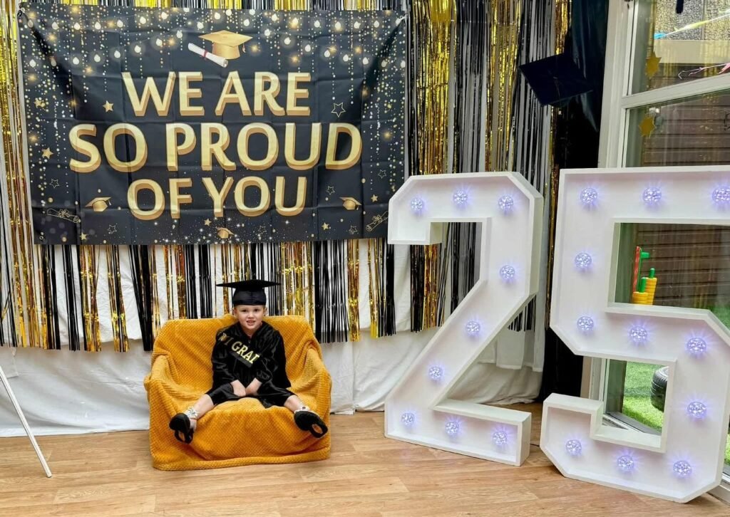 Celebrate nursery graduations with LED number by Notesable Events. To mark little milestones and create lasting memories.